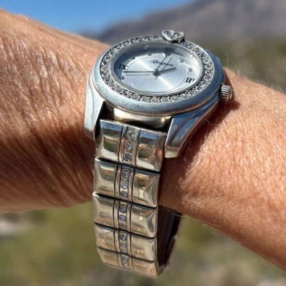 BRIGHTON Dana Point Silver Swarovski Crystal WATCH - Picture 1 of 13